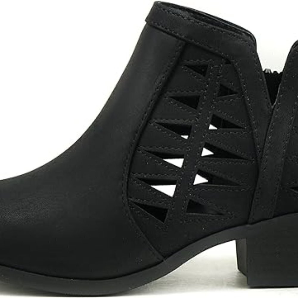 Womens  Stacked Block Heel Ankle Booties